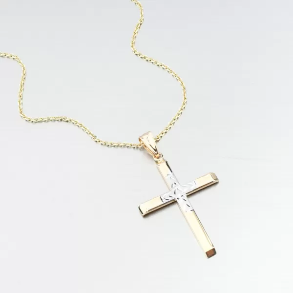 Přívěsek zlato mix 585 kříž 43-21834