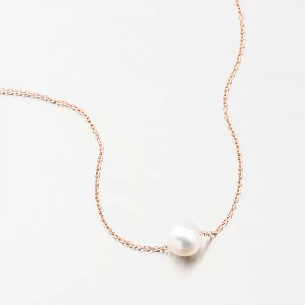Dámský náhrdelník růžové zlato 585 perly 55GZZ-3046-CV