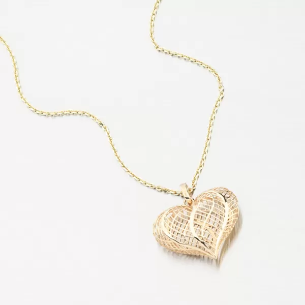 Dámský přívěsek žluté zlato 585 srdce filigrán 13R-427