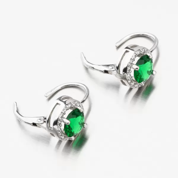 Stříbrné náušnice se smaragdem a se zirkony UCST-121157