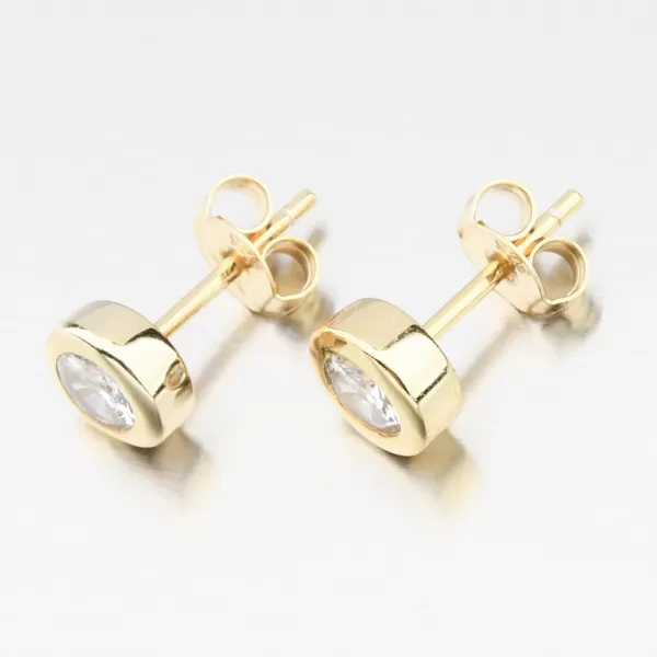 Zlacené stříbrné náušnice pecky se zirkonem UPST-122259