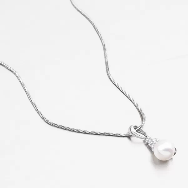 Dámský přívěsek bílé zlato 585 perly a se zirkony 53GZ-2235-B