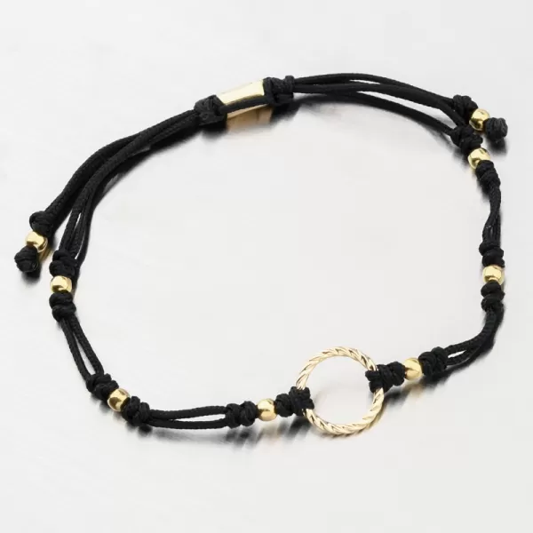 Náramek černý provázkový s kruhem 74-5193ZL-Black