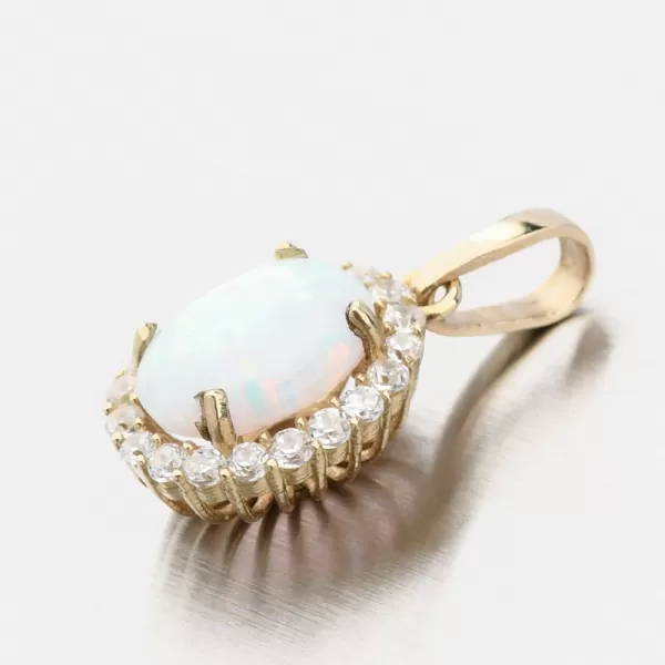 Zlatý přívěsek s bílým opálem 522P-130510