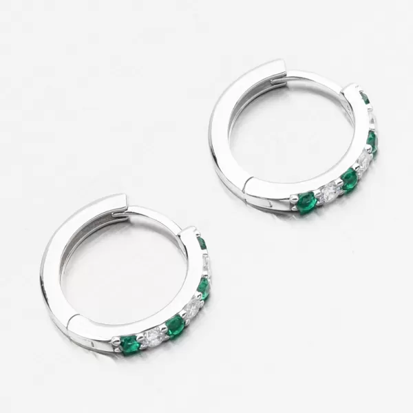 Stříbrné kruhy se zelenými zirkony PKL-2275