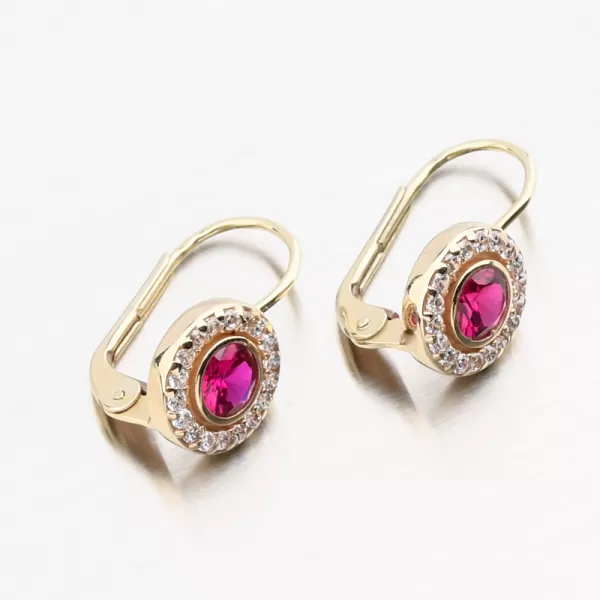 Zlaté náušnice s rubínem 683P-120055