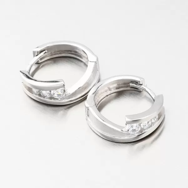 Dámské náušničky bílé zlato 585 kroužky se zirkony DZ1794-B-ZIR