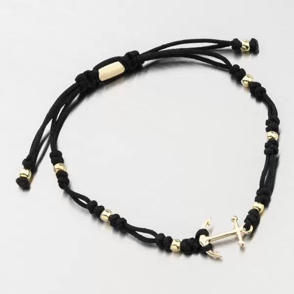 Náramek černý provázkový s kotvou 74-5192ZL-Black