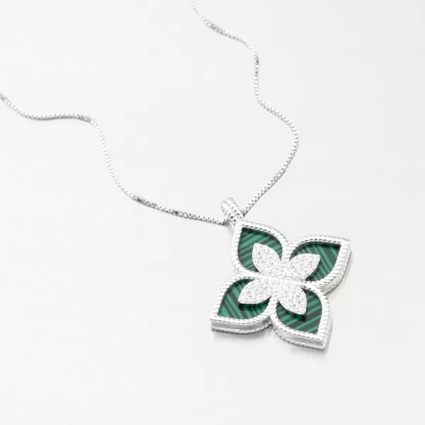 Stříbrný přívěsek květina se zirkony PKL-3133