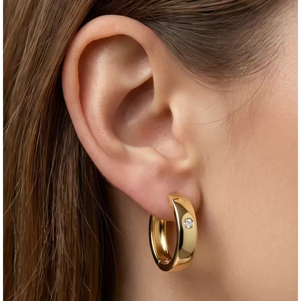 Dámské náušnice žluté zlato 585/1000 přírodní diamant 0.044 ct G/SI kruhy 10916-ZL-DIA