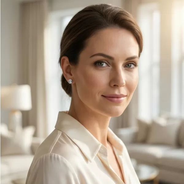 Dámské náušnice bílé zlato 585/1000 přírodní diamant 0.090 ct G/SI 10825-B-DIA