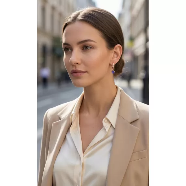 Dámské náušnice růžové zlato 585/1000 přírodní diamant 0.45 ct G/SI oválky s a tanzanity tanzanit 10861-CV-DIA-TAN