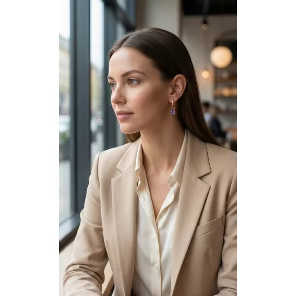 Dámské náušnice růžové zlato 585/1000 přírodní diamant 0.45 ct G/SI oválky s a tanzanity tanzanit 10861-CV-DIA-TAN