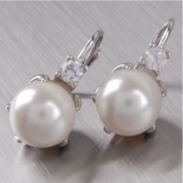 Stříbrný prsten s perlou a zirkony 6T1190B