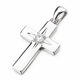 Přívěsek stříbro 925 kříž se zirkonem PKL-3155