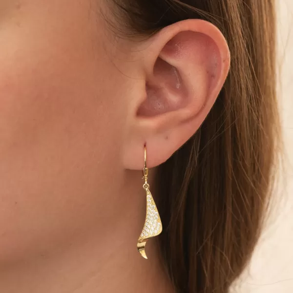 Dámské náušnice stříbro 925 zirkon zlacené visací PKL-2225