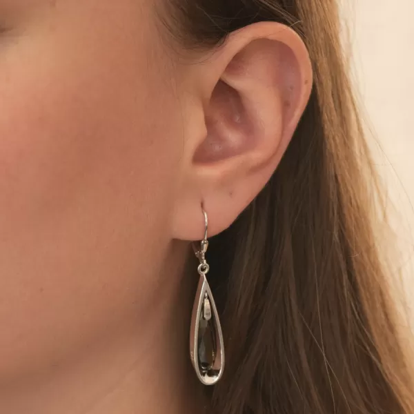 Dámské náušnice stříbro 925 krystaly černým černé kameny PKL-2258