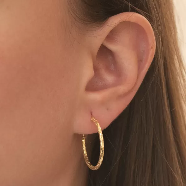 Dámské náušnice stříbro 925 kruhy v barvě žlutého 25 mm PKL-2229