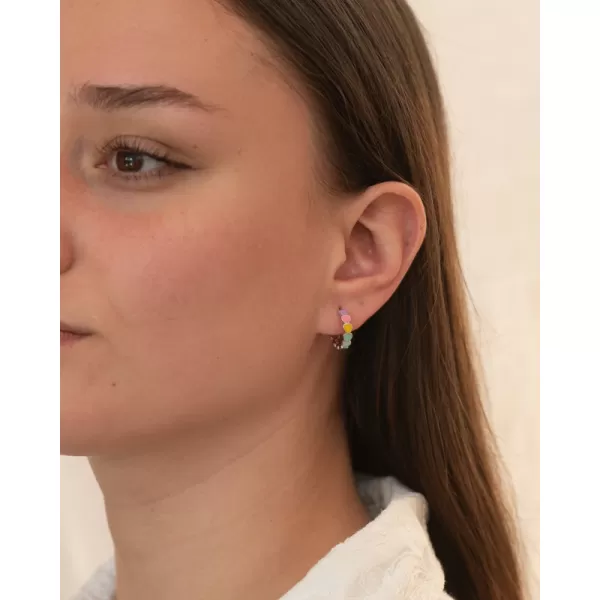 Dámské náušnice stříbro 925 kruhy s barevnými srdíčky PKL-2234