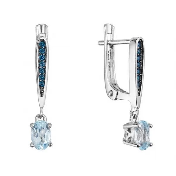 Stříbrné náušnice s pravými kameny 11487.3 sky topaz