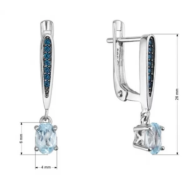 Stříbrné náušnice s pravými kameny 11487.3 sky topaz