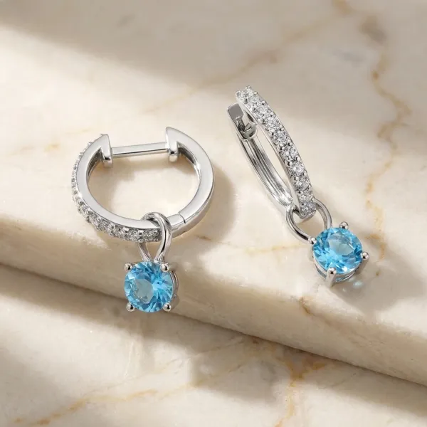 Dámské náušnice bílé zlato 585/1000 přírodní diamant 0.45 ct G/SI briliantové s topaz 10863-B-DIA-TPZ
