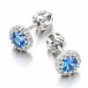 Dámské náušnice se synt. akvamaríny a se zirkony bílé zlato 585/1000, 52GZ-2745-B-AKVA