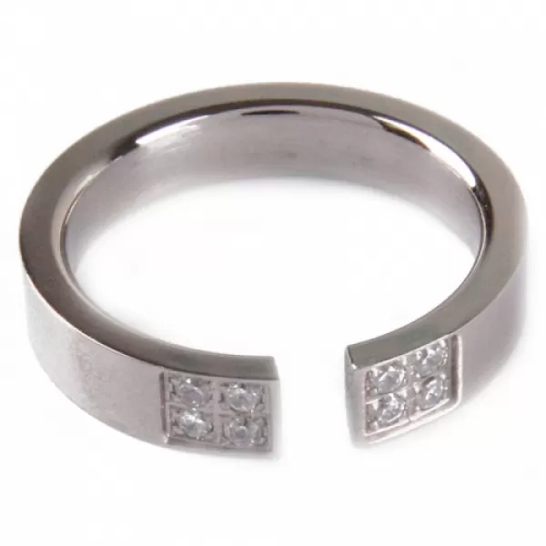 Ocelový prsten se zirkony G136P