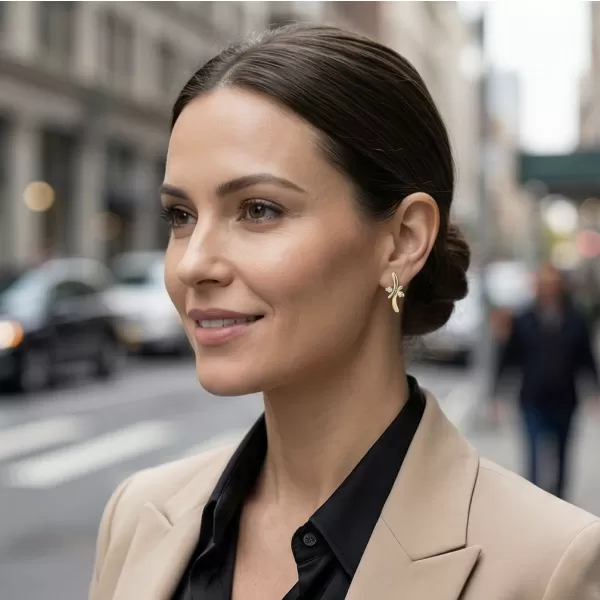 Dámské náušnice žluté zlato 585/1000 přírodní diamant 0.060 ct G/SI 10851-NS-ZL-DIA