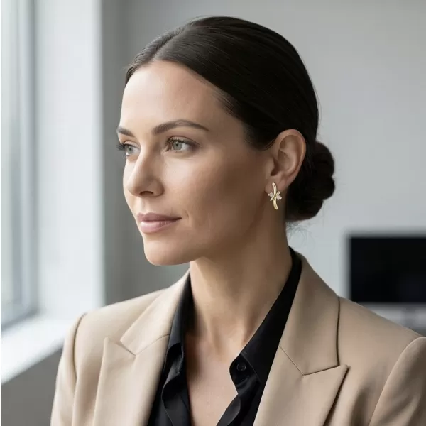 Dámské náušnice žluté zlato 585/1000 přírodní diamant 0.060 ct G/SI 10851-NS-ZL-DIA