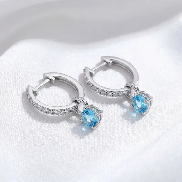 Dámské náušnice bílé zlato 585/1000 přírodní diamant 0.45 ct G/SI briliantové s topaz 10863-B-DIA-TPZ