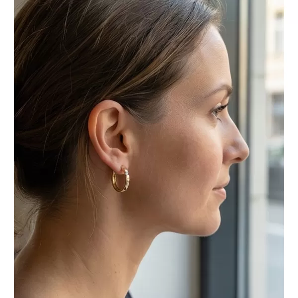 Dámské náušnice žluté zlato 585/1000 přírodní diamant 0.086 ct G/SI kruhy 10915-ZL-DIA