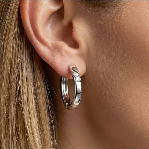 Dámské náušnice bílé zlato 585/1000 přírodní diamant 0.086 ct G/SI kruhy 10915-B-DIA