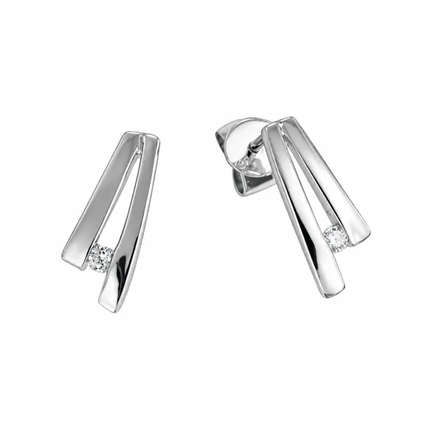 Dámské náušnice bílé zlato 585/1000 přírodní diamant 0.031 ct GKW27190