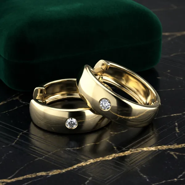 Dámské náušnice žluté zlato 585/1000 přírodní diamant 0.044 ct G/SI kruhy 10916-ZL-DIA