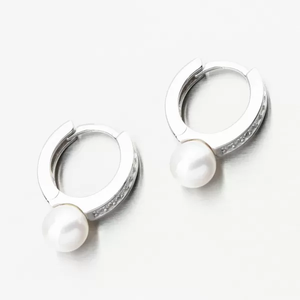 Dámské náušnice stříbro 925 perly kruhy s a se zirkony PKL-2238
