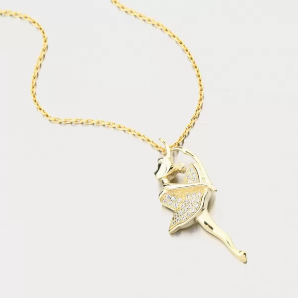 Dámský přívěsek stříbro 925 zirkon zlacený baletka PKL-3162