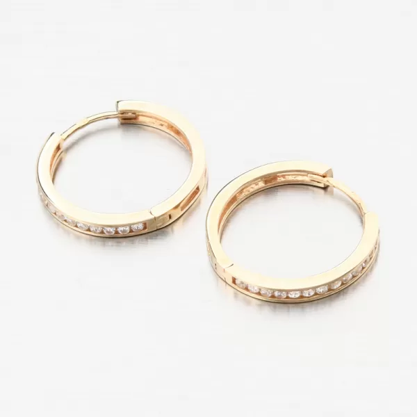 Dámské náušnice žluté zlato 585 zirkon kruhy PKL22-054