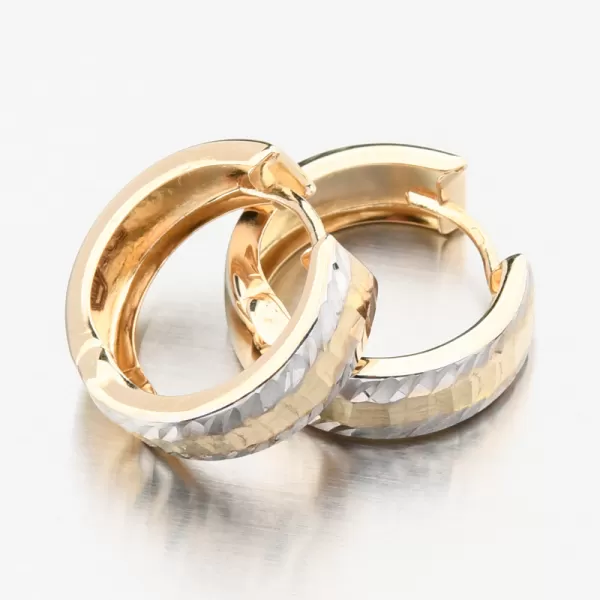 Dámské náušnice zlato mix 585 kruhy s gravírováním PKL22-059