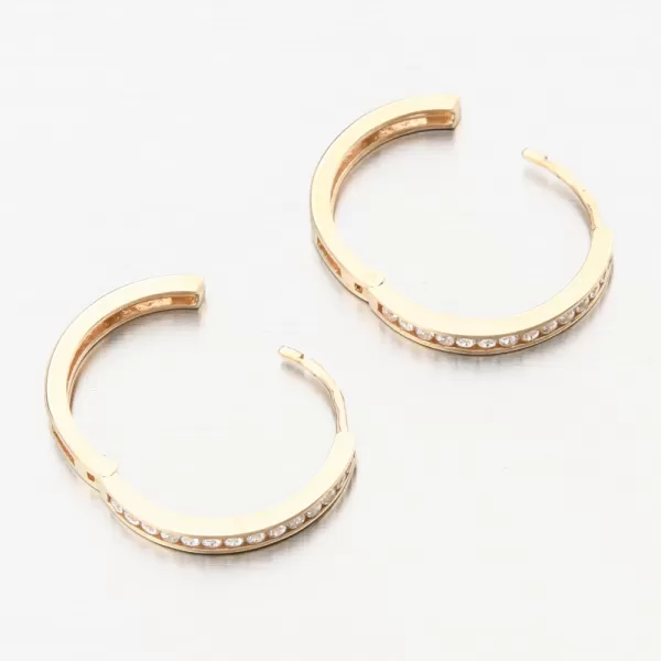 Dámské náušnice žluté zlato 585 zirkon kruhy PKL22-054