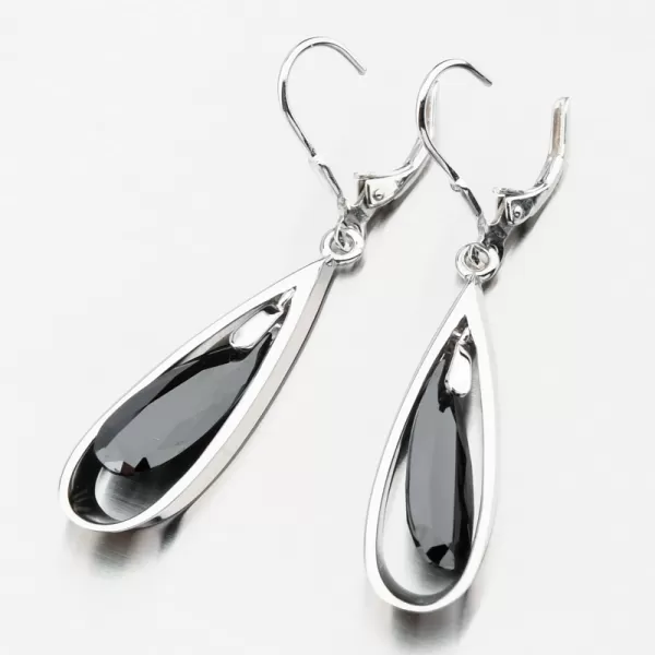 Dámské náušnice stříbro 925 krystaly černým černé kameny PKL-2258