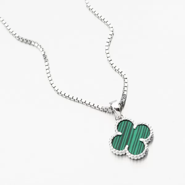 Dámský přívěsek stříbro 925 malachit čtyřlístek PKL-3150