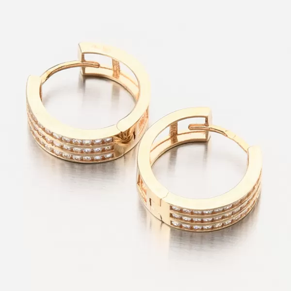 Dámské náušnice žluté zlato 585 zirkon kruhy PKL22-060