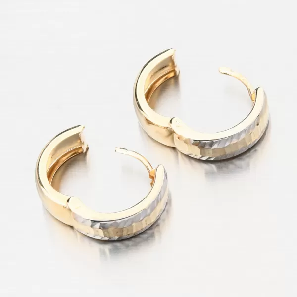 Dámské náušnice zlato mix 585 kruhy s gravírováním PKL22-059