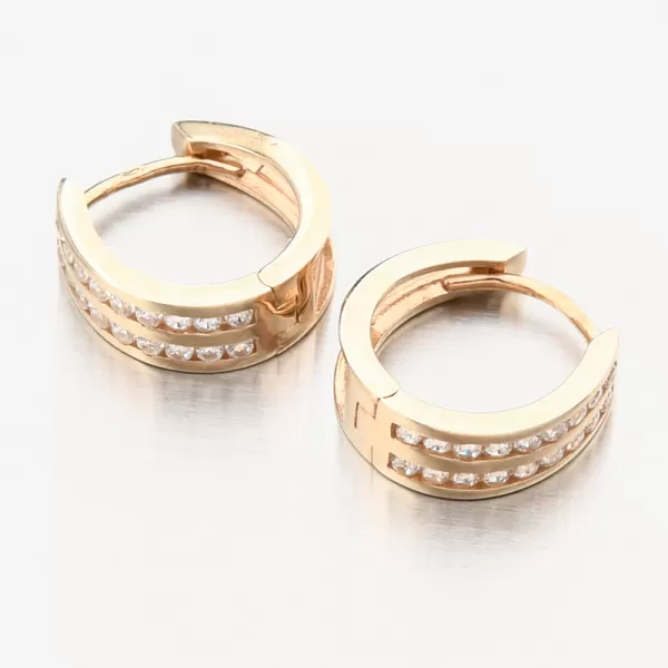 Dámské náušnice žluté zlato 585 zirkon kruhy PKL22-071