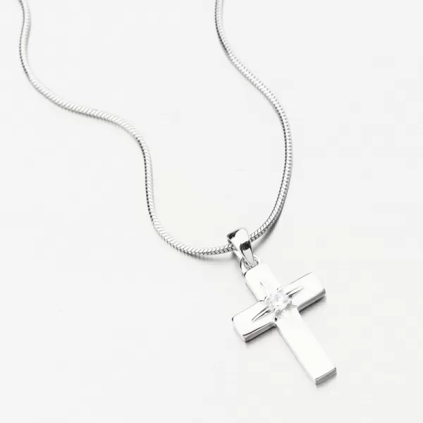 Přívěsek stříbro 925 kříž se zirkonem PKL-3155