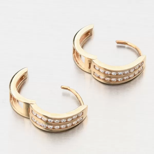 Dámské náušnice žluté zlato 585 zirkon kruhy PKL22-071