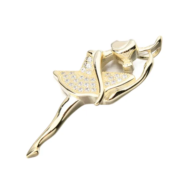 Dámský přívěsek stříbro 925 zirkon zlacený baletka PKL-3162
