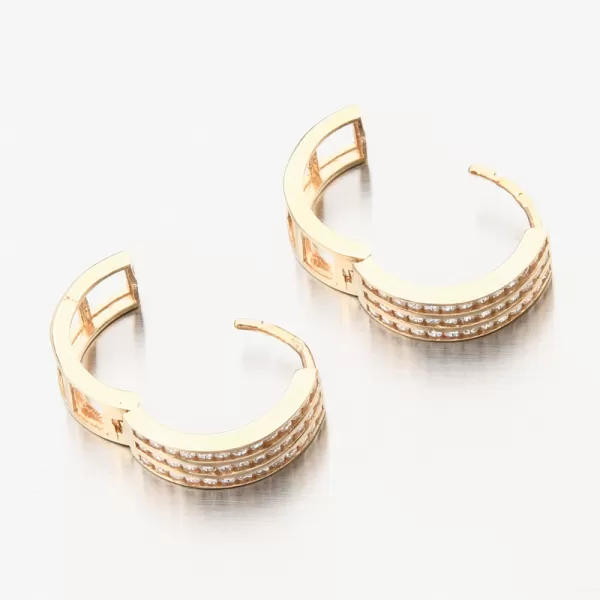 Dámské náušnice žluté zlato 585 zirkon kruhy PKL22-060