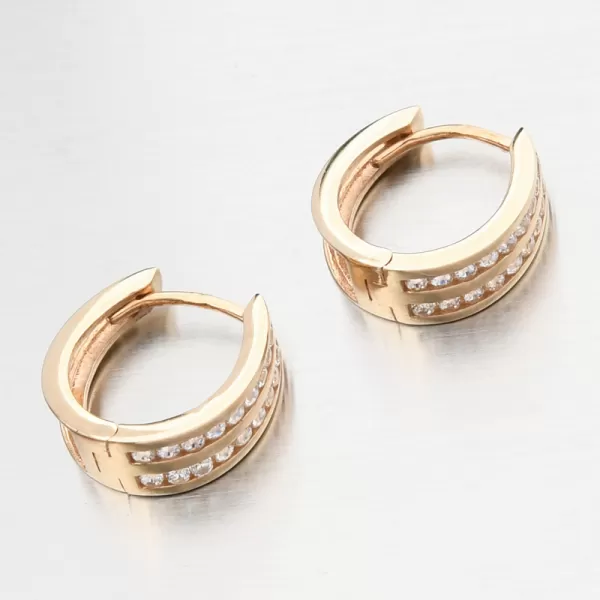 Dámské náušnice žluté zlato 585 zirkon kruhy PKL22-071